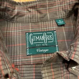 Gitman Bros Vintage Shirt – Brown Red Micro Plaid – Made in USA – Size M